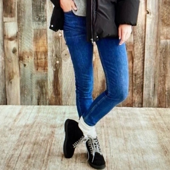 Jenni Kayne Canyon Shearling Ankle Boots Black Suede Size 40/9 Lace-Up Booties - Picture 3 of 11